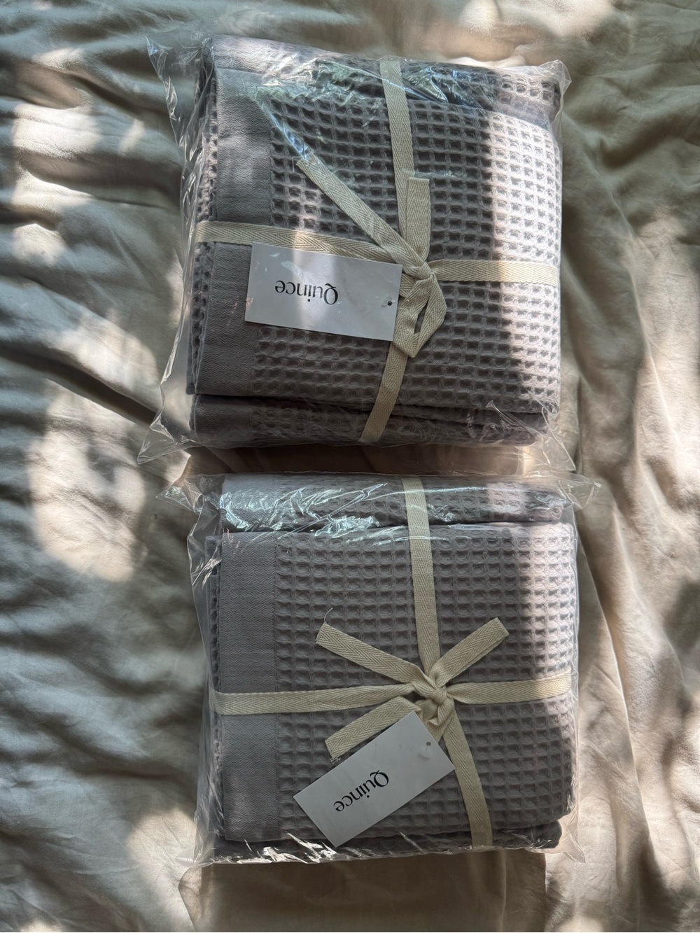 2 Quince Waffle Weave towel set - Light Gray